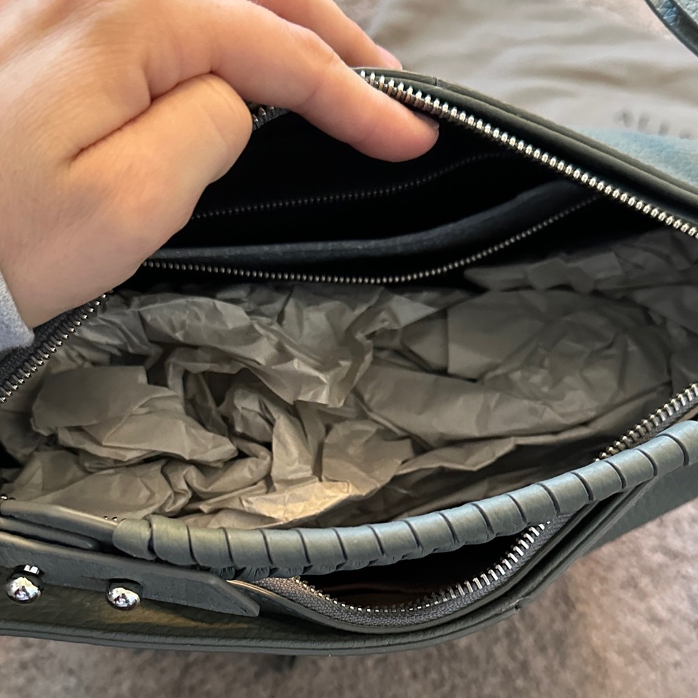 All Saints Sage Green Leather Backpack - Picture 6 of 7